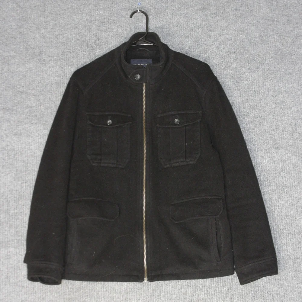 Banana Republic Wool‎ Blend Field Jacket Mens S Black Full Zip Quilted Lining